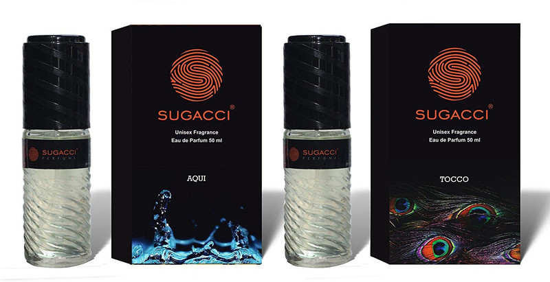sugacci Stylish & Attractive Unisex Perfume Bottles with International Fragrances of AQUI And TOCCO- Combo Pack- 50ml x 2 Eau de Parfum  -  100 ml(For Men & Women)