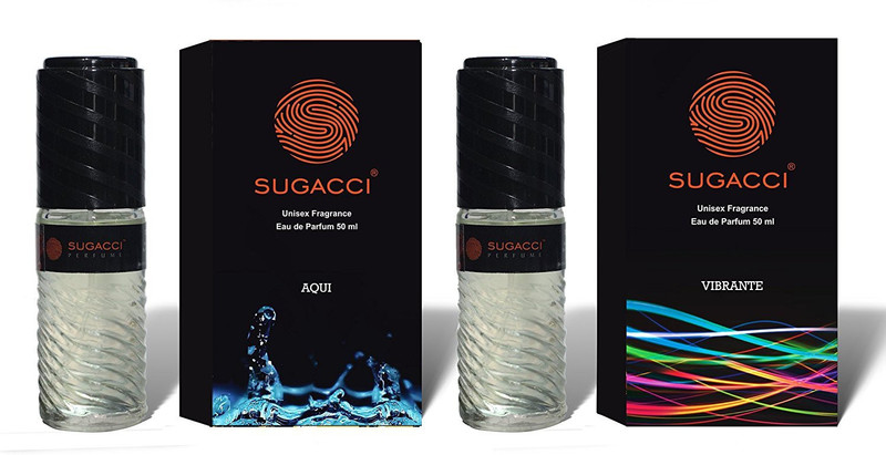 sugacci Stylish & Attractive Unisex Perfume Bottles with International Fragrances of AQUI And VIBRANTE- Combo Pack- 50ml x 2 Eau de Parfum  -  100 ml(For Men & Women)