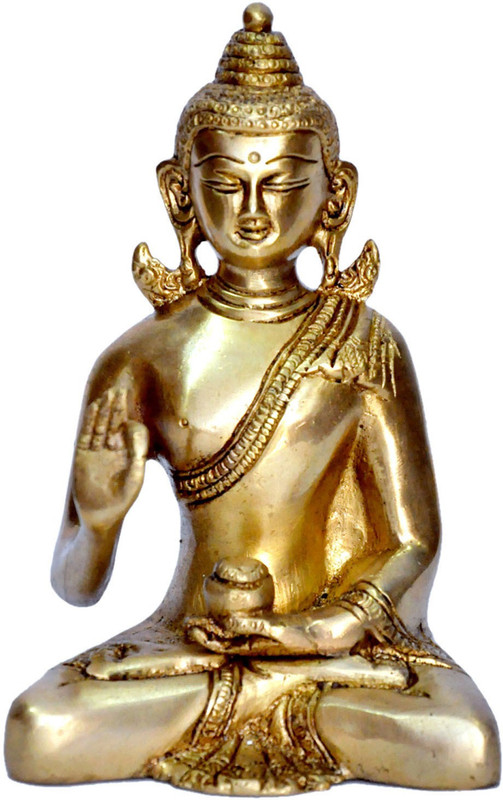 mpcrafts MP Crafts Brass Lord Buddha Idol Meditation Buddha India Decor Solid Brass Metal Statue for Showpiece, Home Decor, Home Temple, Pooja, Living Room, Festival, and Gift Decorative Showpiece  -  6.5 cm(Gold Plated, Gold)
