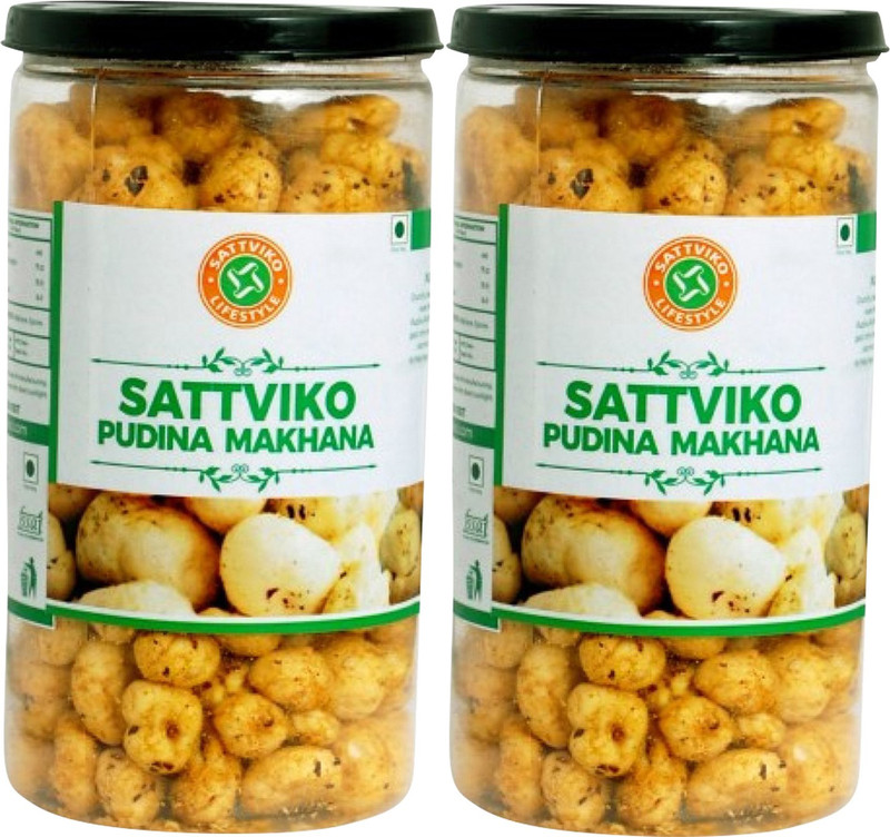 Sattviko Pudhina Makhana Lite Snacks Pet Jar Pack of 2 - 75 grams(Pack of 2, 2 x 75, 150 g)