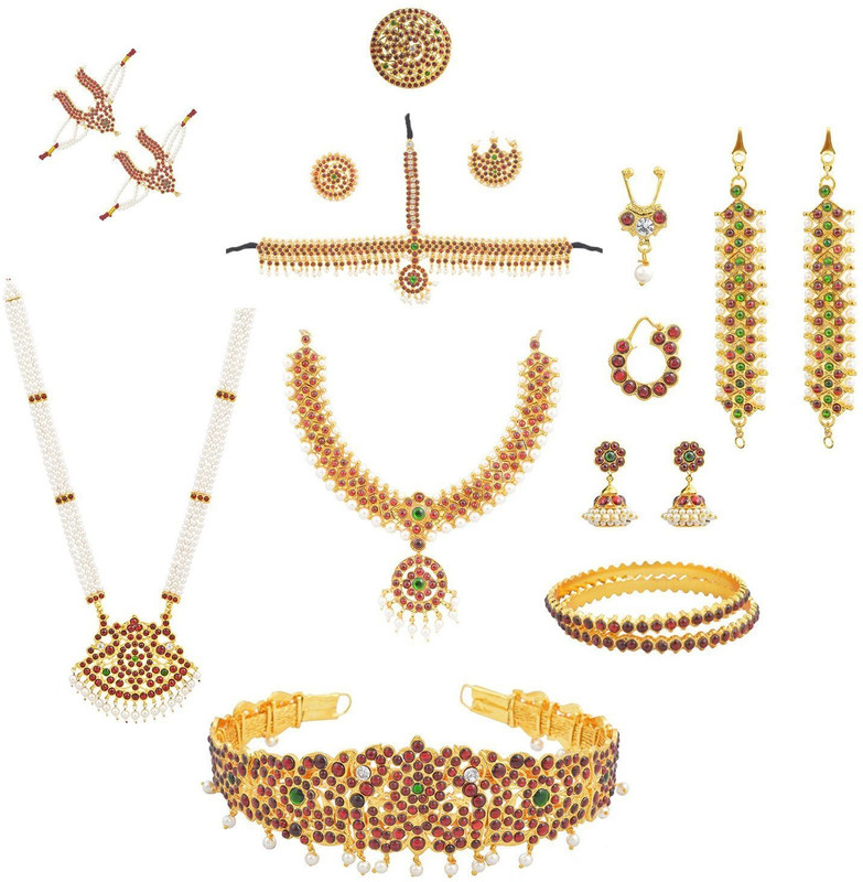 bharatanatyam jewellery Brass Jewel Set(Multicolor)
