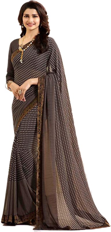 Bombey Velvat Fab Printed, Paisley Daily Wear Poly Georgette, Chiffon Saree(Brown)