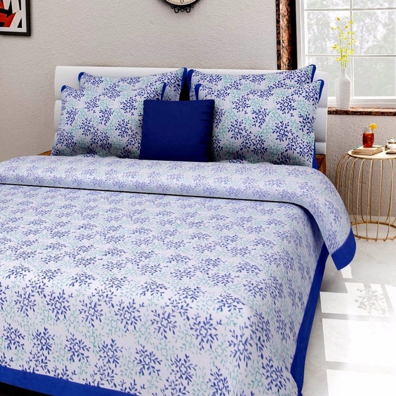Saba Dream Collection 200 TC Cotton Double King Printed Bedsheet(Pack of 1, Multicolor)