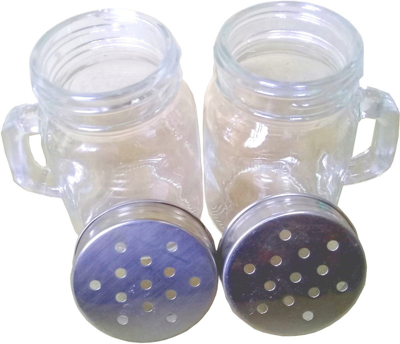 sellersindiya HIGH QUALITY GLASS SALT AND PEPPER JARS. 2 PIECES  - 125 ml Glass Pickle Container & Salt Pepper Container(Pack of 2, Clear)