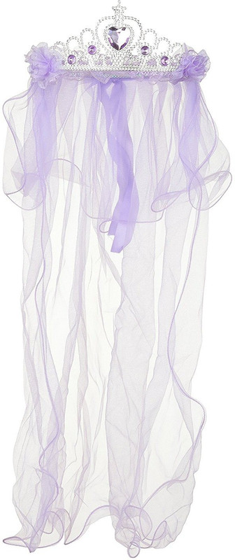 Digi Turtle Digiturtle Elegant Crown Tiara with Veil and Head Band for Bride/Bridesmaid/Birthday Girls Hair Accessory Set (Crome & Purple) Hair Clip(Purple)