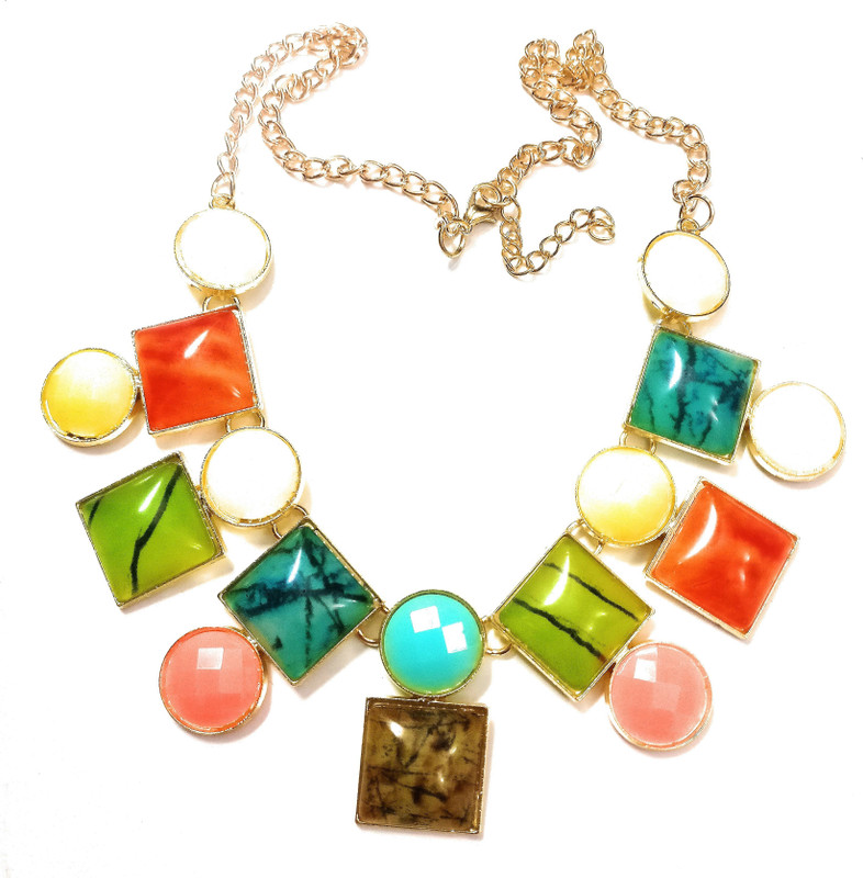 akshara jewels multi color stone neck less for girls and women designer and stylish looking feel like diva Moonstone Gold-plated Plated Stone Necklace