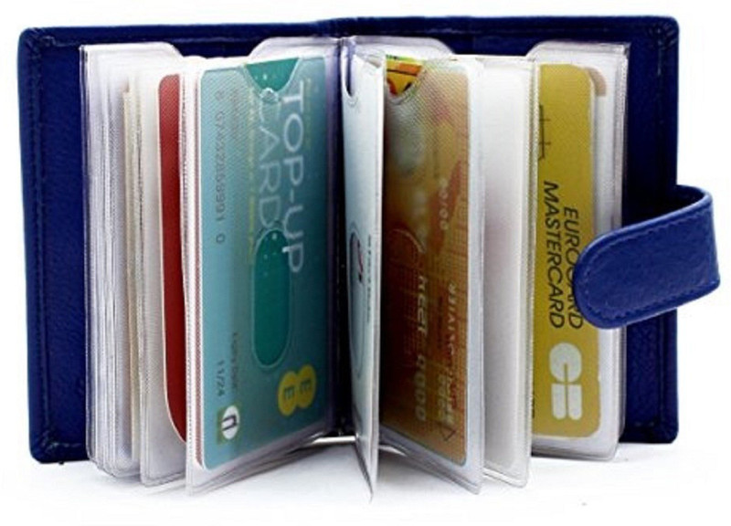 myseeku Girls Casual Blue Genuine Leather Card Holder(20 Card Slots)