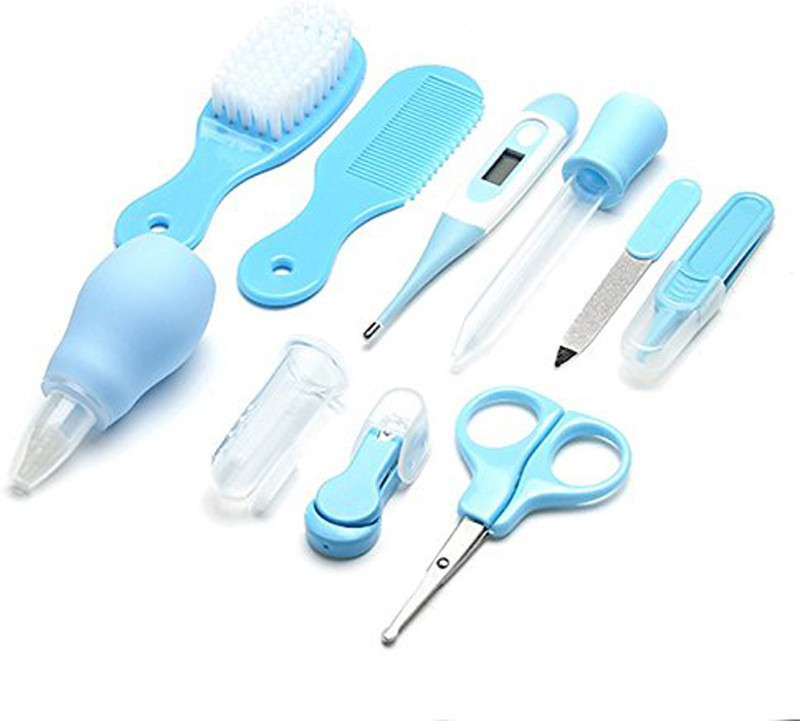 SYGA Premium Quality 10 Pcs Health Care Kit for Newborn Baby Kids Nail Hair Thermometer Grooming Brush(Blue)(Blue)