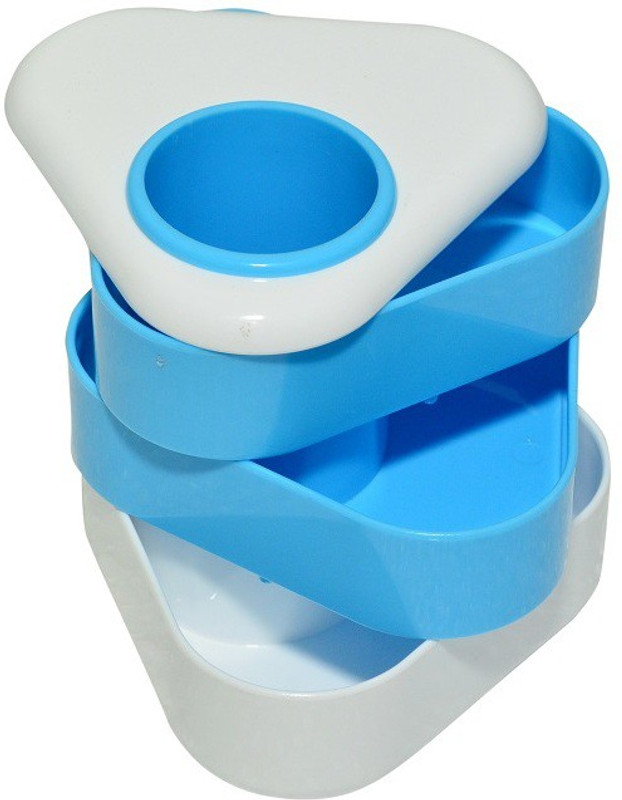 fabulo 4 Compartments Plastic Pen Holder(sky Blue)