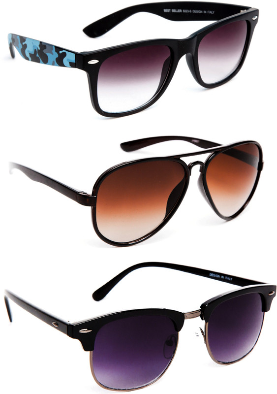 TheWhoop Wayfarer, Aviator Sunglasses(Black, Brown, Violet)