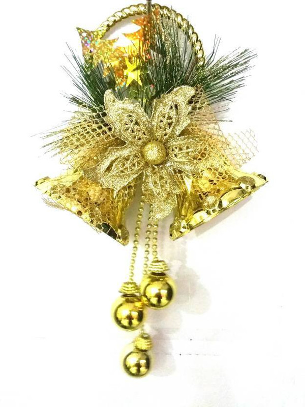 A To Z Traders Christmas Tree Decoration Golden Twins Bells XMAS Decor Ornamental Bells(Pack of 1)