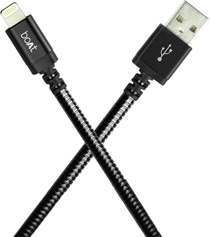 boAt Indestructible USB A to Lightning Cable, MFI Approved For iPod, 1 Meter (3.3 Feet)- Black (LTG 800-1m Black) Lightning...