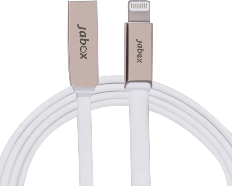 JABOX Micro USB Cable 1 m Copper Wire, Aluminium Braided Premium and Stylish Lightening(Compatible with Mobile, Laptop, IPad, White, One Cable, NA)