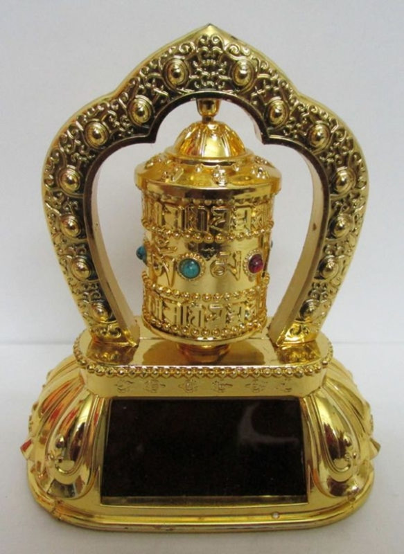 ak club Solar Rotating Tibetian Buddhist Prayer Wheel for Cars Dashboards Decorative Showpiece  -  4 cm(Plastic, Gold)