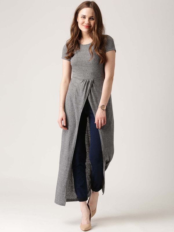 era style Casual Regular Sleeve Solid Women Grey Top