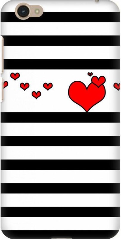 AMEZ Back Cover for VIVO Y55S(Multicolor,Red Heart With Black N White Strips)