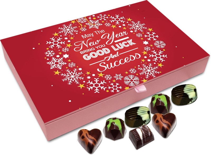 Chocholik New Year Chocolate Box - May This New Year Bring Good Luck And Success Chocolate Box - 12pc Truffles(144 g)