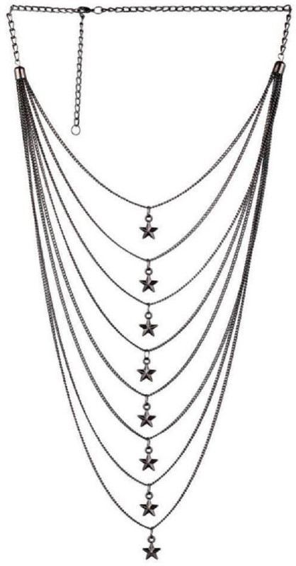 renaissance traders black star necklace Black Silver Plated Metal Chain