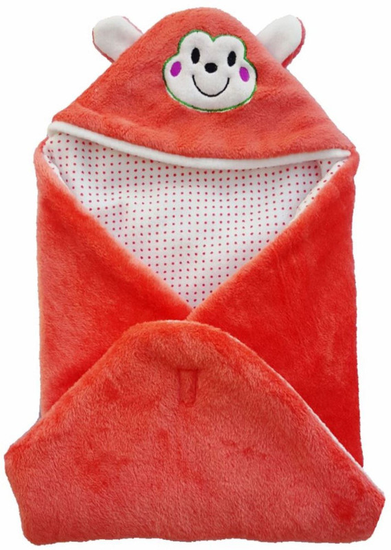 Brandonn Cartoon Single Hooded Baby Blanket(Polyester, Orange) Brandonn Cartoon Single Hooded Baby Blanket(Polyester, Orange)