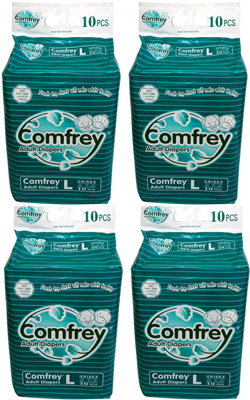 Comfrey FOR WAIST SIZE 40"-55" INCHES Adult Diapers - L(40 Pieces)