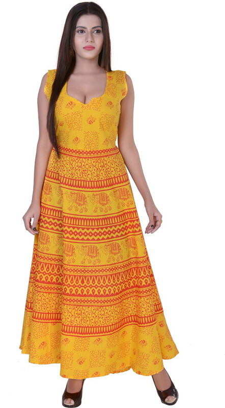 fabcolors Women Maxi Yellow Dress