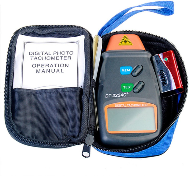 BALRAMA 2.5 to 9999.9 RPM Digital Laser Photo Tachometer DT-2234C+ RPM Gauge Speed Meter with Battery + Carry Bag + Reflective Tape for Non Contact Speed Measuring Instrument Digital Speedometer(Universal For Car CD)
