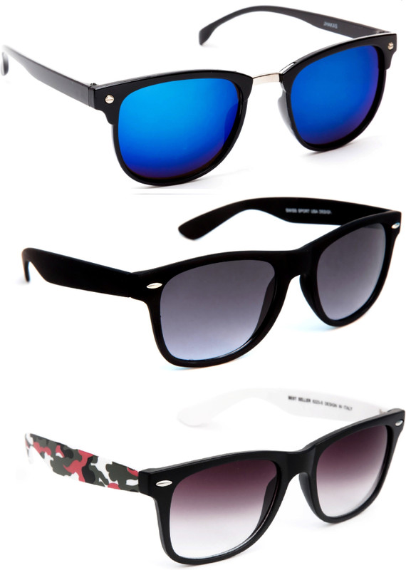 TheWhoop Wayfarer Sunglasses(Blue, Black, Violet)