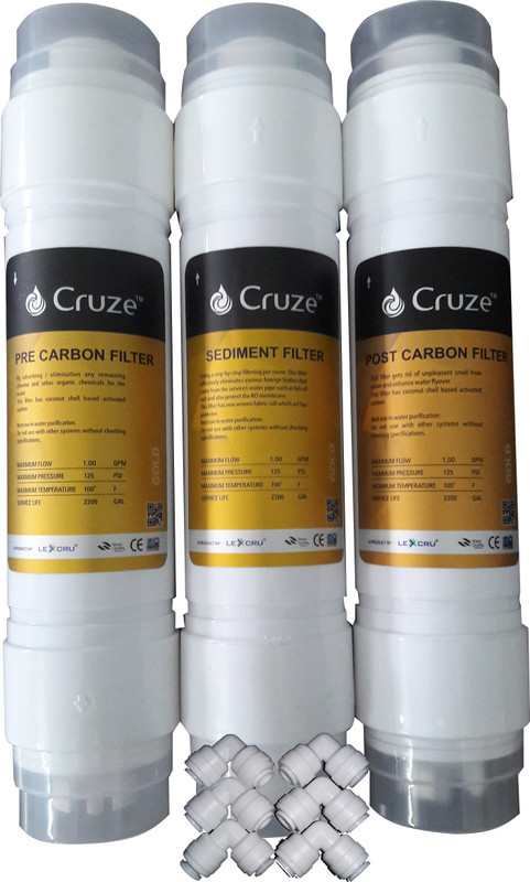 lexcru Pokar RO Cruze Gold Inline Filter Set with 6pcs elbow Suitable for All RO Water Purifier Solid Filter Cartridge(5, Pack of 3)