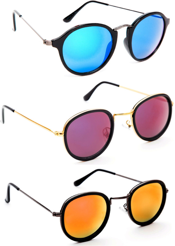 TheWhoop Round Sunglasses(Green, Violet, Orange)