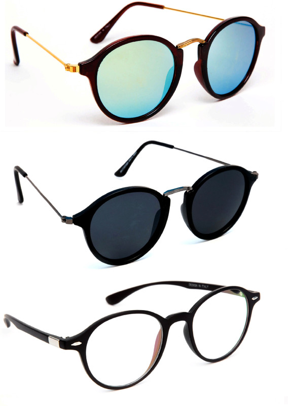 TheWhoop Round Sunglasses(Green, Black, Clear)