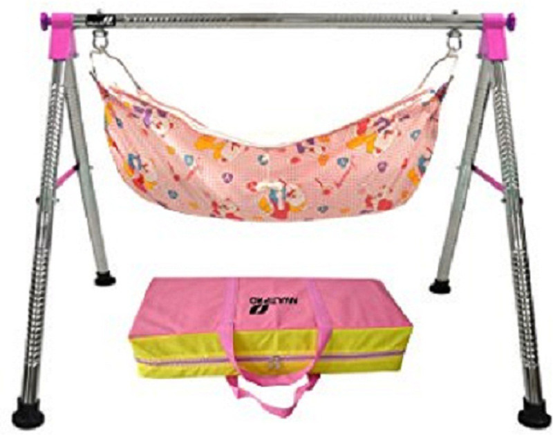 westturn Indian Style Fully Folding Stainless Steel Ghodiyu (Baby Cradle)(Pink)