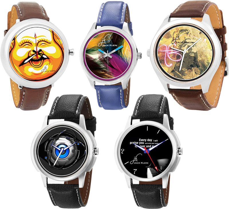 Jack Klein 5 Stylish Round Dial Different Color Strap Quartz Analogue Watch - For Men