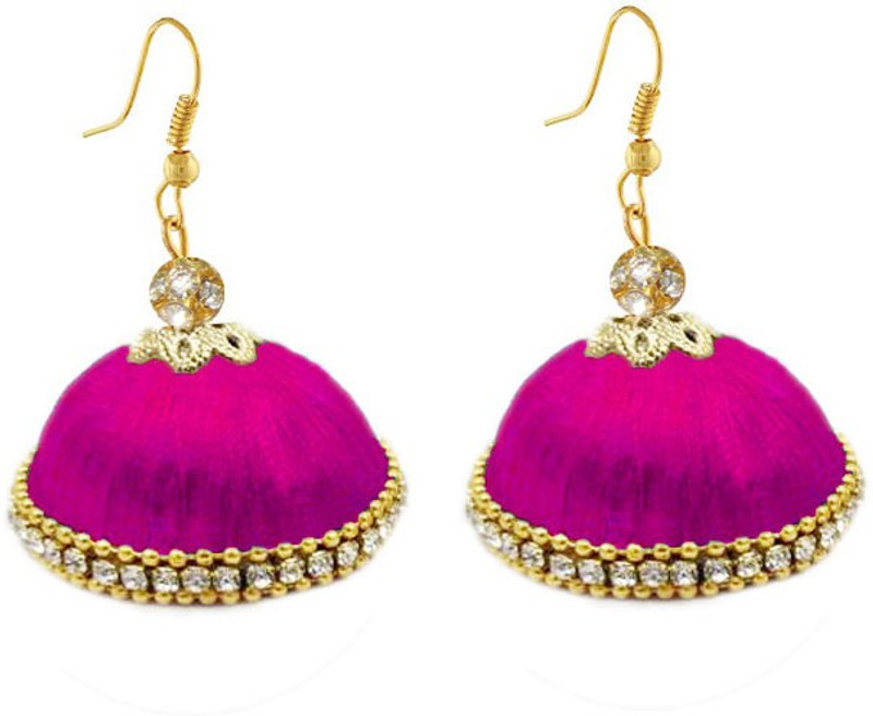 indian traditional stores Handmade Silk Thread Jhumki Plastic Hoop Earring
