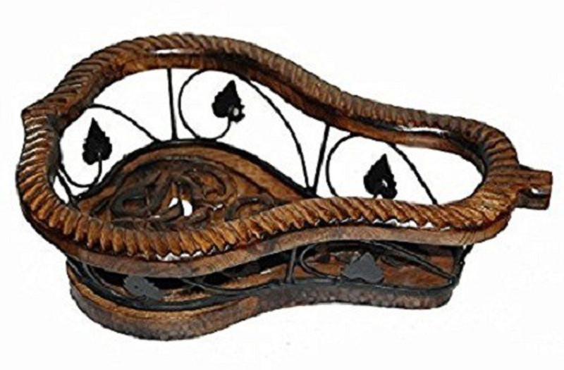 fabulo Wood, Iron Fruit & Vegetable Basket(Brown, Black)