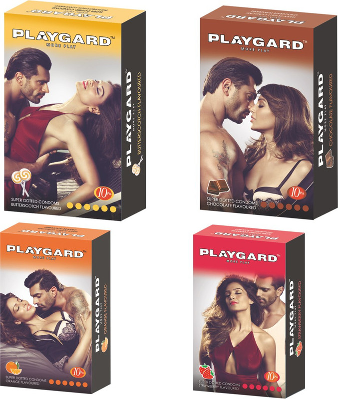 playgard butterscotch, chocolate, strawberry, and orange with inside Surprise GIFT Condom(Set of 8, 80S)