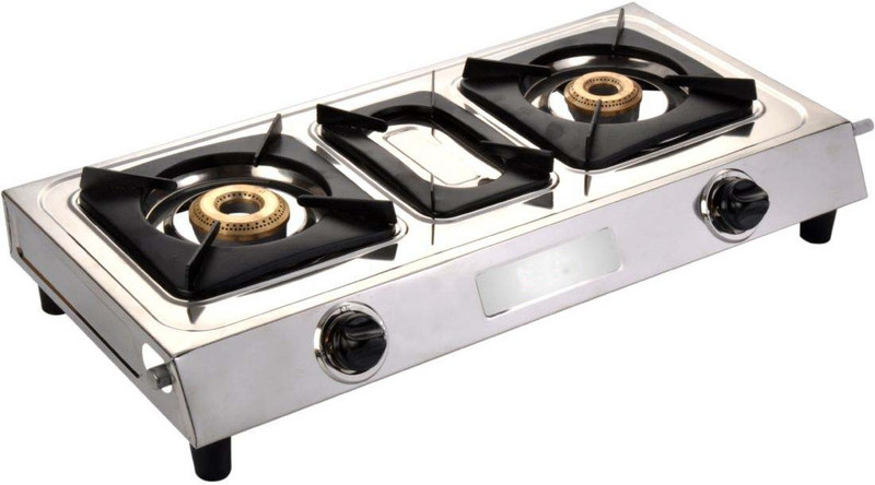 Blue Eagle Classic DT Stainless Steel 2 Tri Pin Brass Burner Steel Manual Gas Stove(2 Burners)