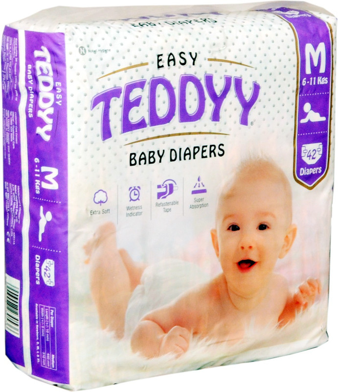 Teddyy EASY BABY DIAPERS - M(42 Pieces)