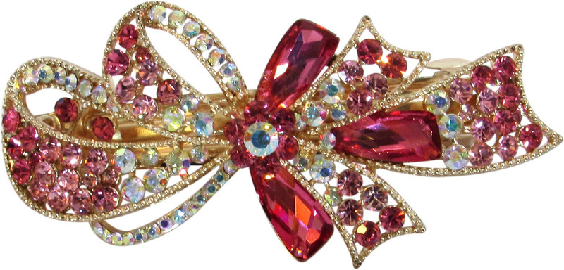 Dolls N Queens Ribbon Flower Hair Clip(Pink)