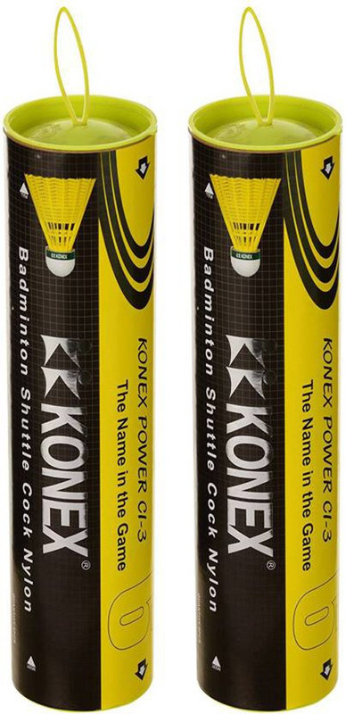 konex Power Badminton Nylon Shuttle Cl-3 (Pack of 12) Nylon Shuttle  - Green(Medium, 77, Pack of 12)