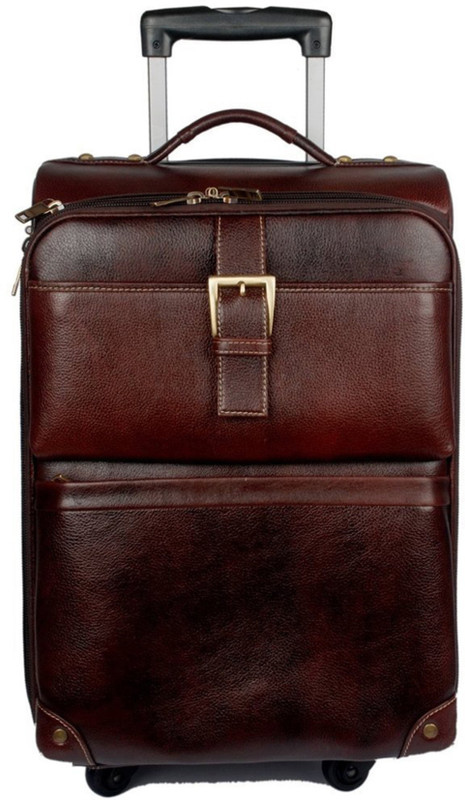  Leather Bags & More... Lexicon Spinner Is A Head Turner Stroller, Genuine Leather Rich Brown Colour Cabin Size. Trolley(Brown, 22 L)