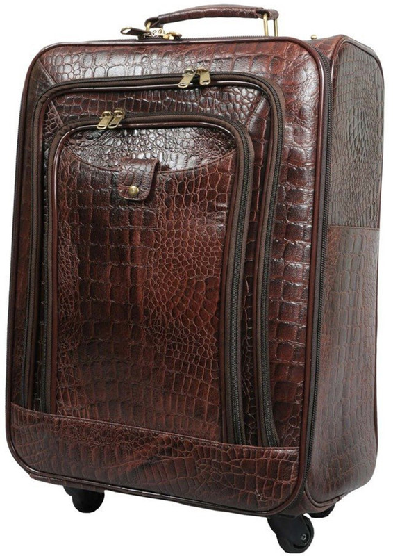  Leather Bags & More... Bellagio Spinner Is A Luxurious Masterly Fabricated Genuine Leather Rich Brown Colour Cabin Stroller.(Exotic Nile Croco Leather). Trolley(Brown, 25 L)