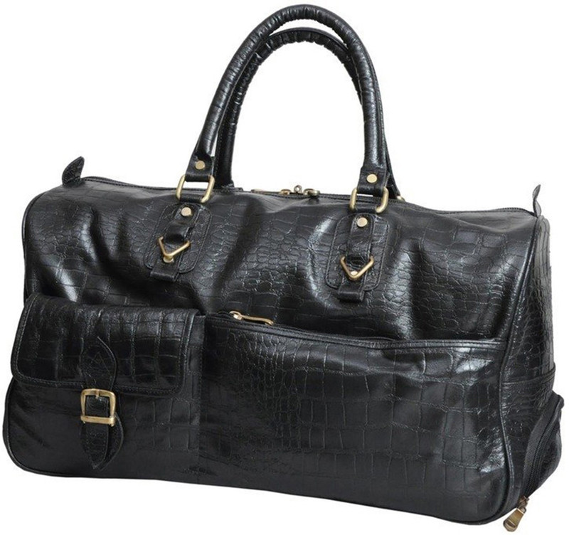  Leather Bags & More... Waldroff I Is A Sturdy & Soft Genuine Leather Luxurious Black Colour Duffle Cum Stroller. (Exotic Nile Croco Leather). Trolley(Black, 18 L)