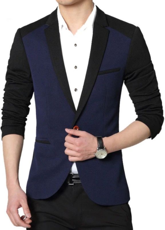 personality plus Solid Single Breasted Party Men Blazer(Blue, Black)