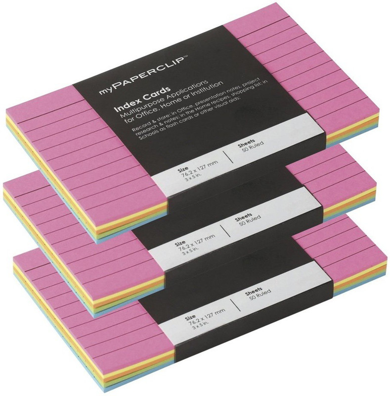 mypaperclip Mini Notebook(Index Cards, Multicolor, Pack of 3)