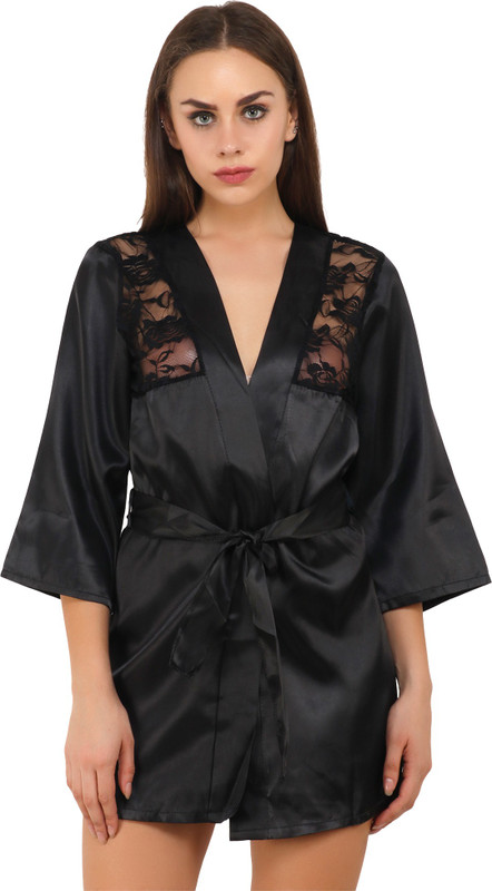 ebikini Women Nighty with Robe(Black)