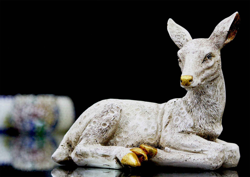 craftjuntion Handcrafted Antique Finish Deer Decorative Showpiece  -  18 cm(Polyresin, Multicolor)