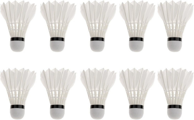 TIMA New All-Round Badminton Shuttlecocks White Feather Feather Shuttle - White(Medium, 77, Pack of 10)