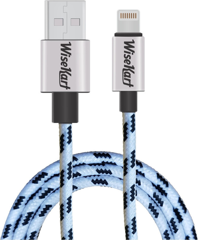 wisekart 3.3ft Nylon Braided 2.4 A Fast Charging Lightning 1 m Micro USB Cable(Compatible with All Lightning interface devices, White & Black, Sync and Charge Cable)
