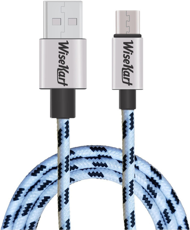 wisekart 3.3ft Nylon Braided 2.4 A Fast Charging Type C Micro USB Cable(Compatible with Compatible for All Type C interface devices, White & Black, Sync and Charge Cable)