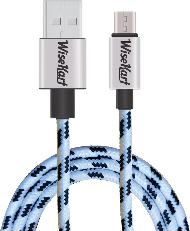 wisekart 3.3 ft Nylon Braided 2.4 A Fast Charging Micro Micro USB Cable(Compatible with All Smartphones, Tablets and MP3 player, White, Sync and Charge Cable)